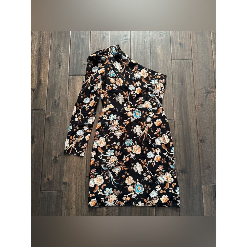 Les Rêveries One-Shoulder Gathered Floral Silk Crepe de Chine Mini Dress 2